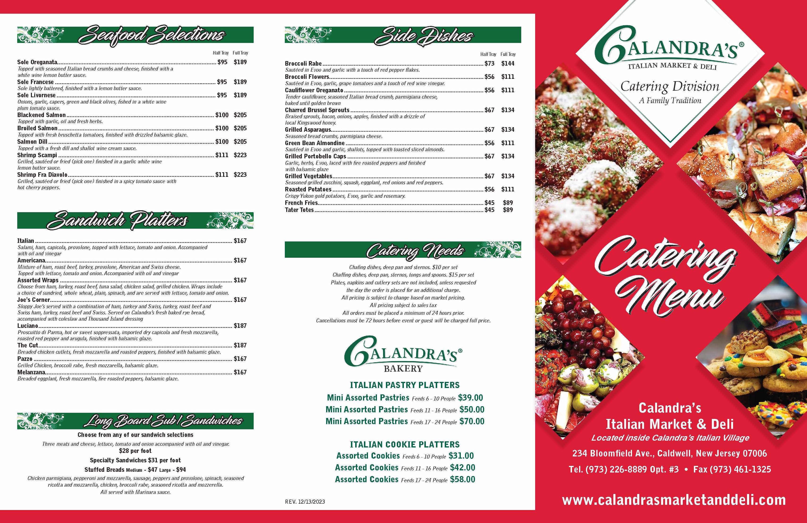 Calandra Menu Gourmet Catering – Calandra's Italian Market & Deli